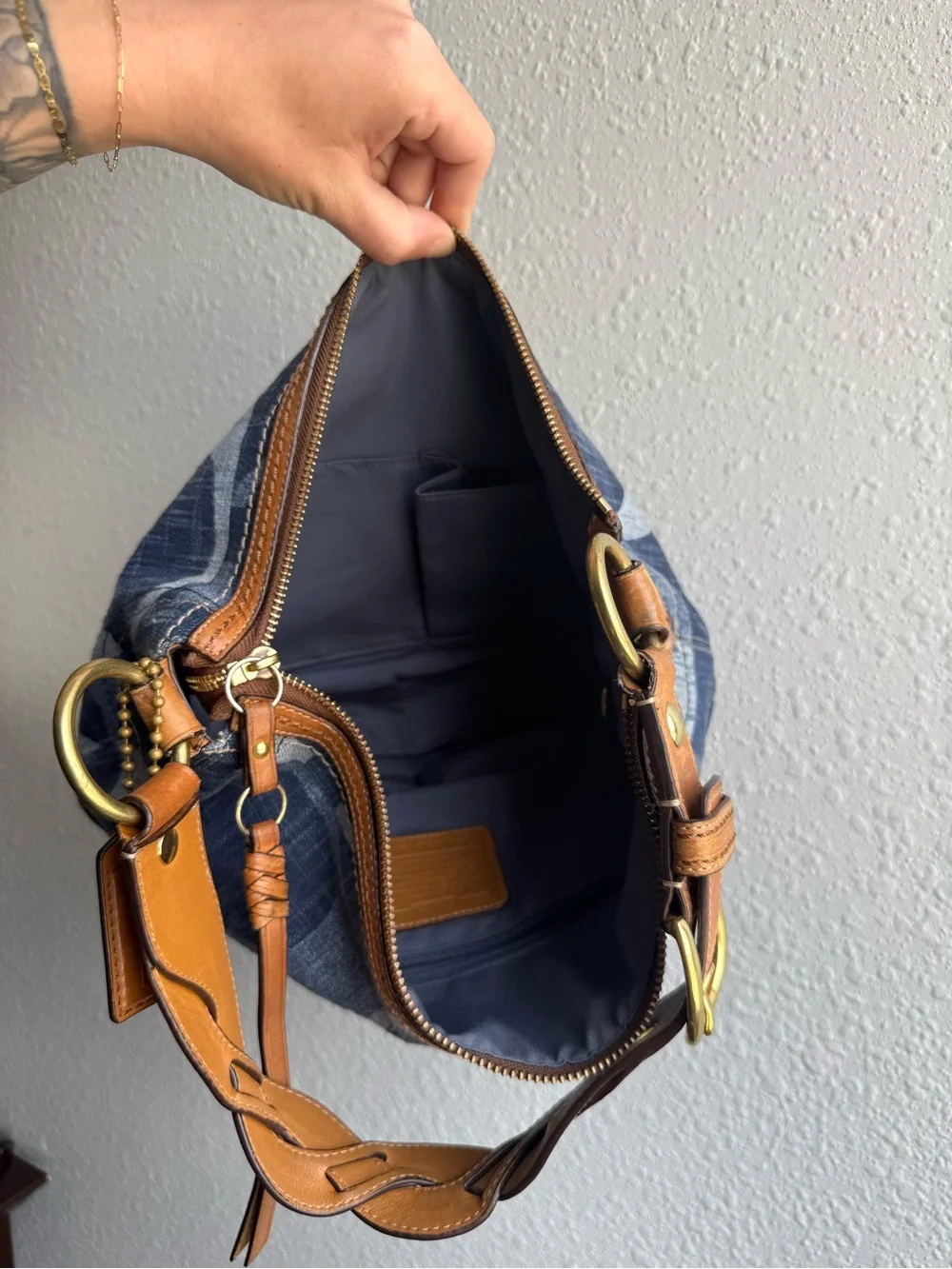 RARE Y2K Coach Carly Denim Hobo Shoulder Bag #12190